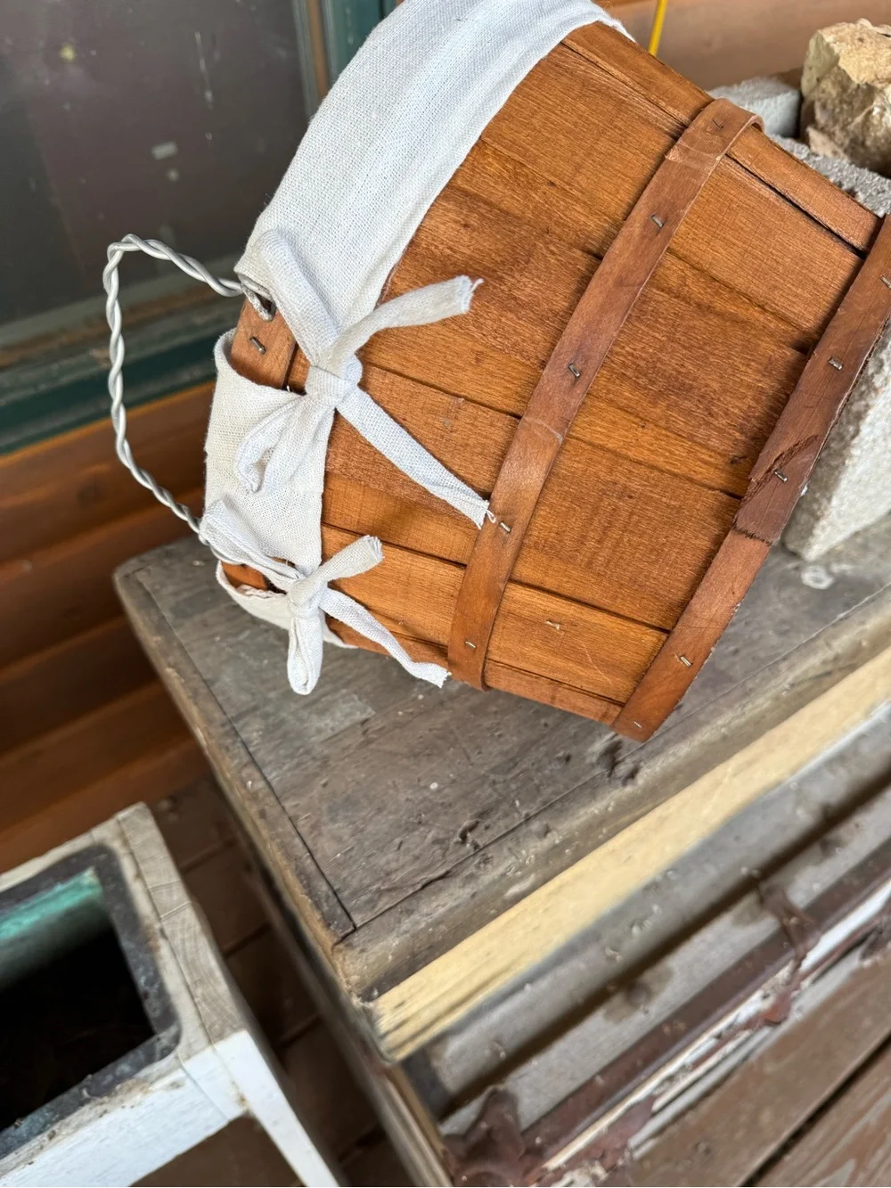 Wooden lined basket